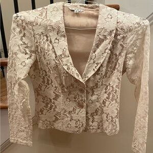 CAbi Cream Blazer Textured Fitted Jacket